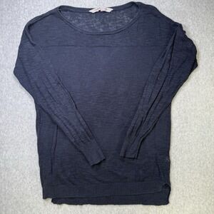 Athleta‎ Linen Blend Sweater Womens Small Lightweight Long Sleeve Navy Casual
